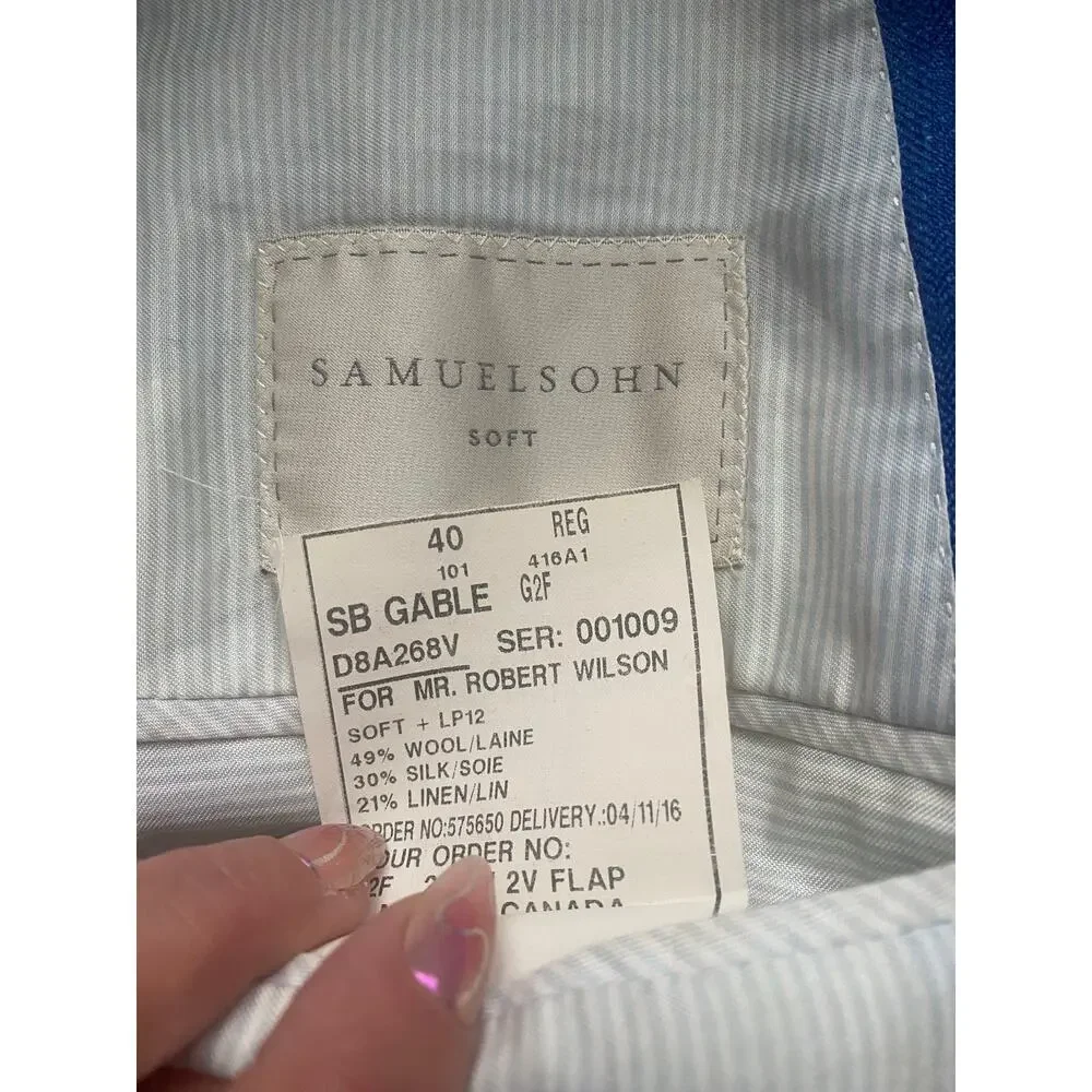 Samuelsohn Bright Blue Summer Wool Silk Linen Blend Sport Coat - Picture 3 of 11